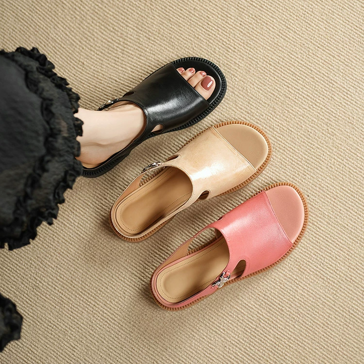 Brooke Cutout Leather Mule Sandal