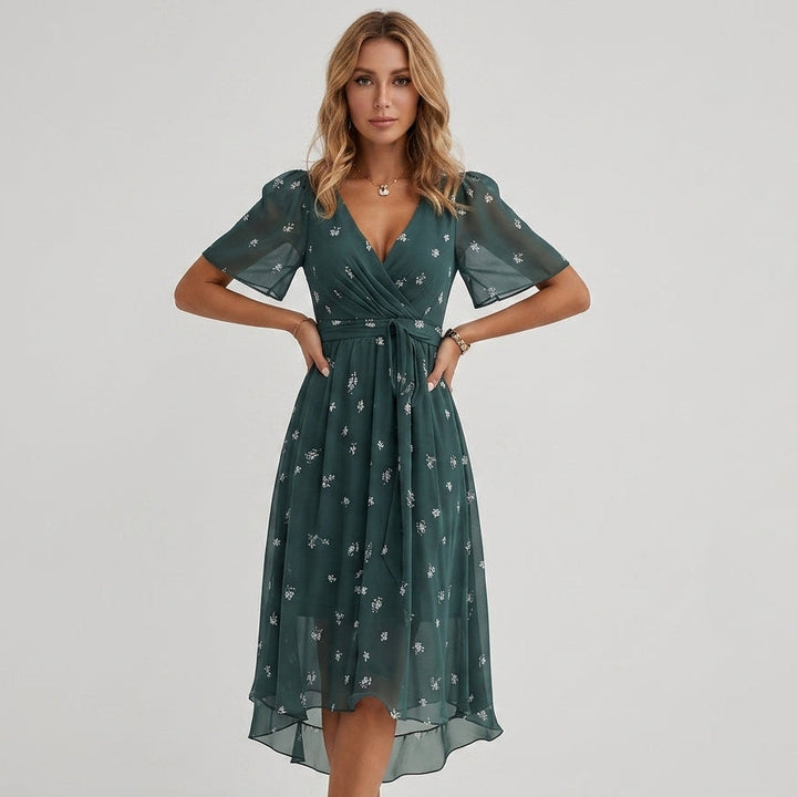Olivia Floral Wrap Midi Dress