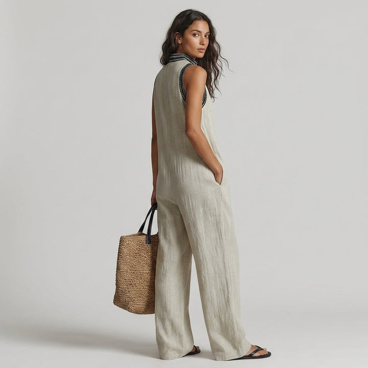 Heather Embroidered Wide-Leg Jumpsuit