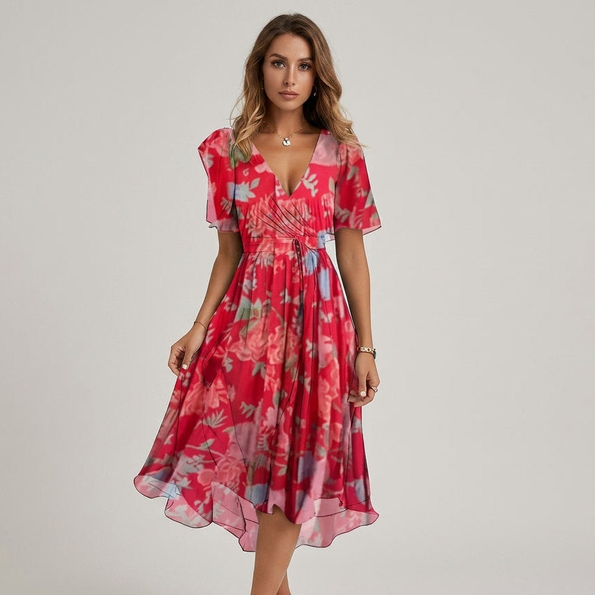Olivia Floral Wrap Midi Dress