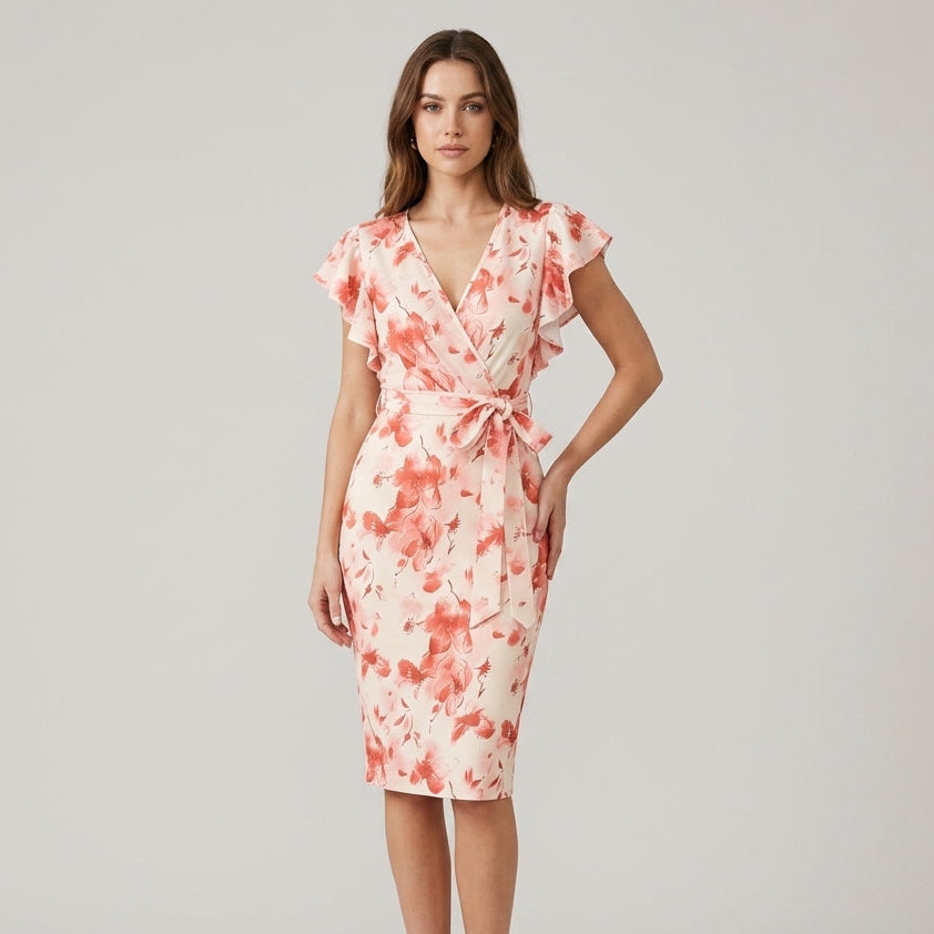 Paige Floral Wrap Midi Dress