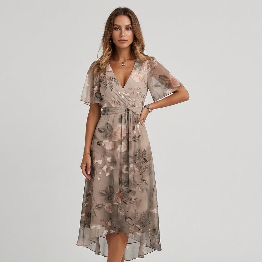 Olivia Floral Wrap Midi Dress