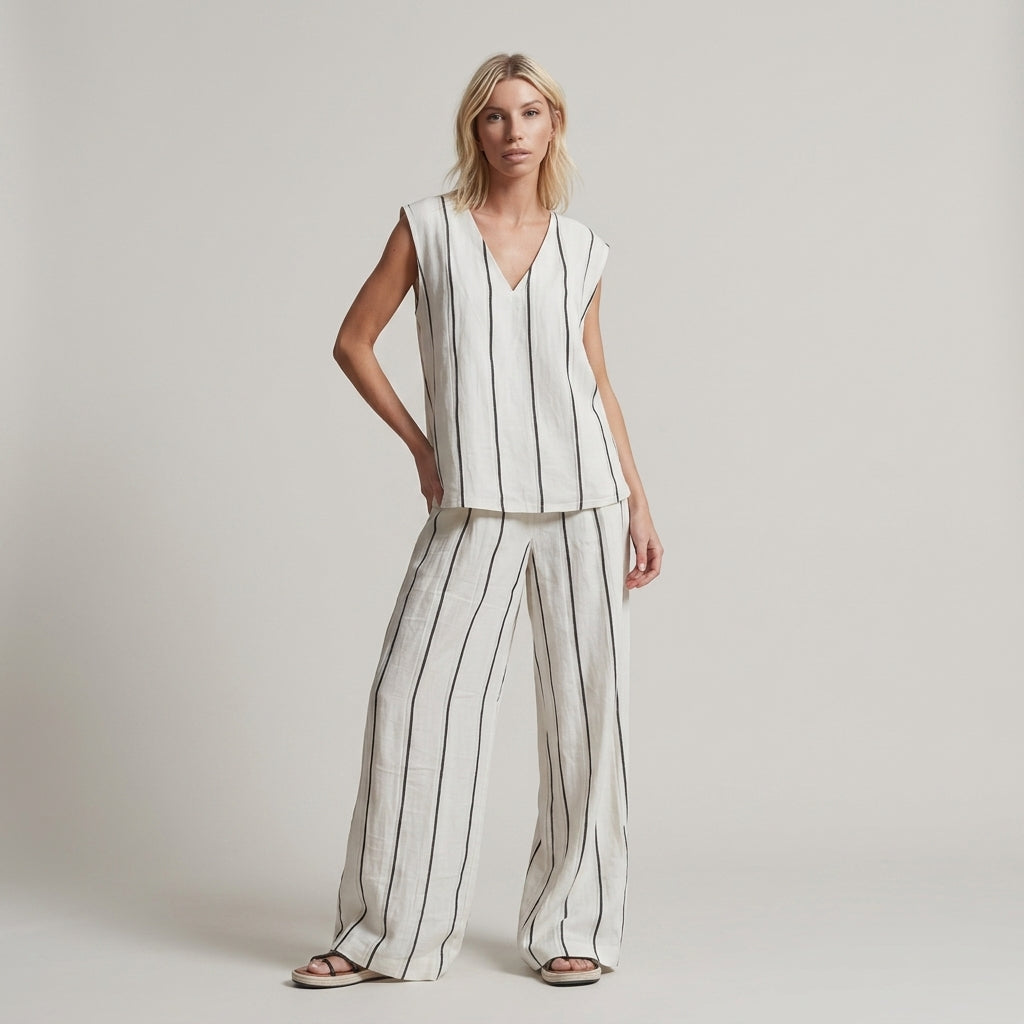 Brooklyn Stripe Wide-Leg Two-Piece Set