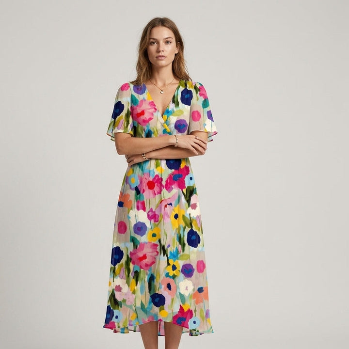 Olivia Floral Wrap Midi Dress