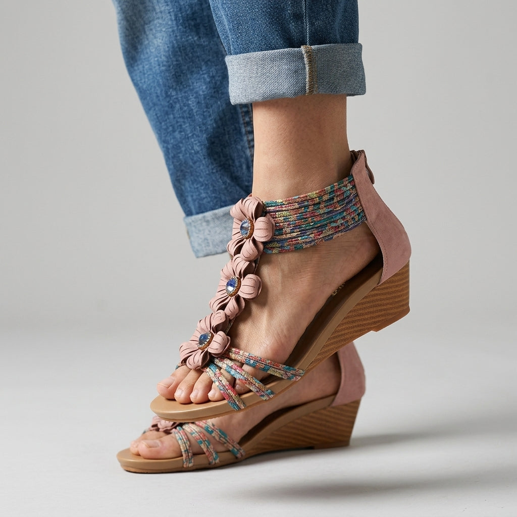 Whitney Floral Wedge Sandal