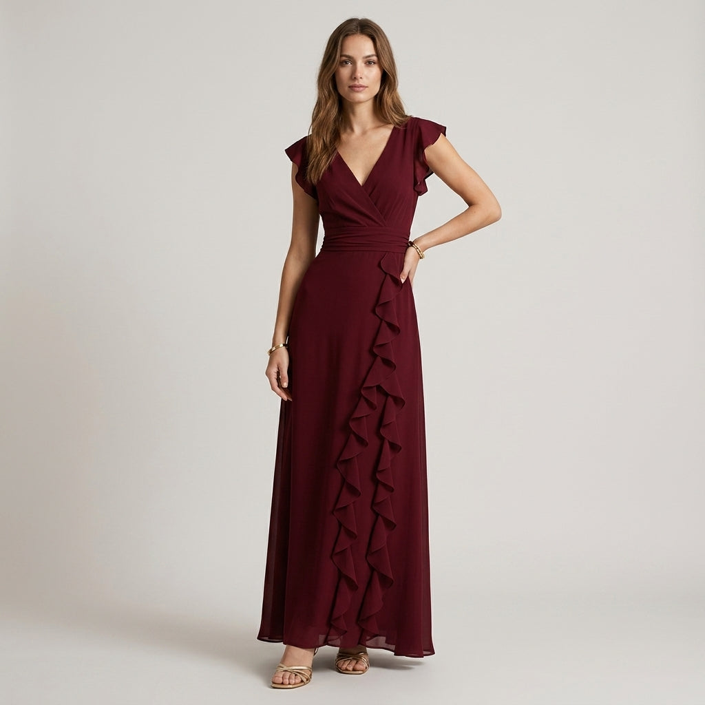 Dana Ruffle Wrap Maxi Dress