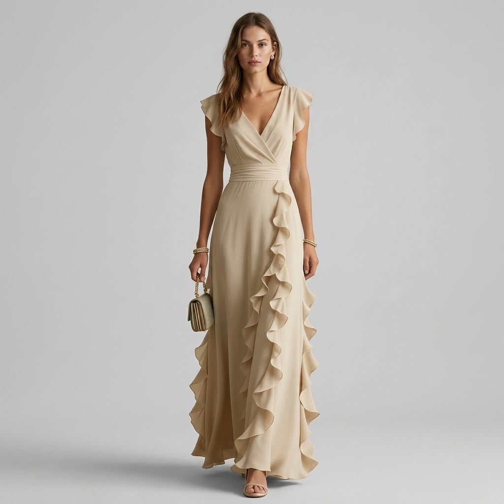 Dana Ruffle Wrap Maxi Dress